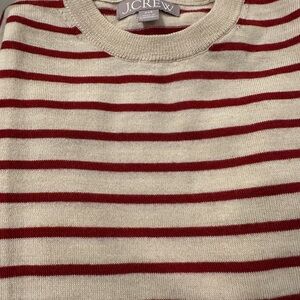 J. Crew Carolyn Fitted Crewneck Sweater - Red and Cream Stripes